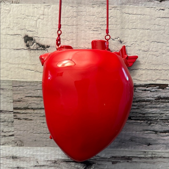 Zara Red Glossy Heart Hard Case Crossbody Bag Never Used - Picture 9 of 15